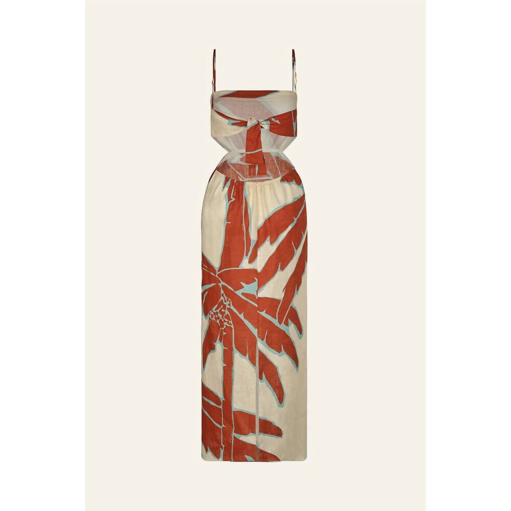 NEW JOHANNA ORTIZ tactile winds ankle midi dress in ecru rust blue - Picture 4 of 4